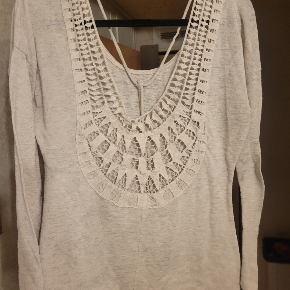 Studio Y Cream Lace Accent Blouse
